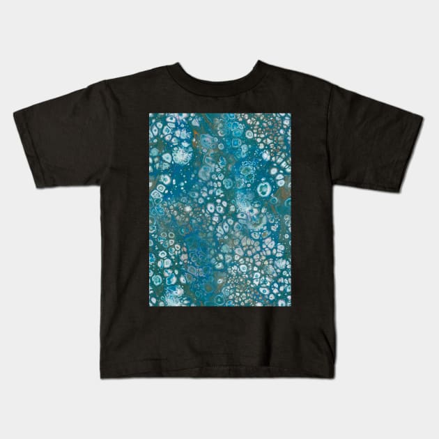 Fluid painting emerald lake with green cells Kids T-Shirt by nobelbunt